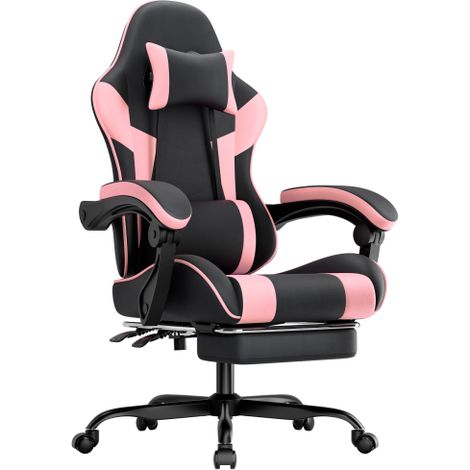 Chaise Gaming : Chaise de jeu ergonomique avec soutien lombaire, chaise de bureau respirante en cuir PU, chaise d'ordinateur confortable, capacité de charge de 200 kg, hauteur d'assise et dossier régl