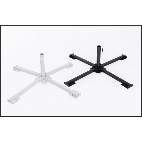 1 Socle parasol, Acier, Filetage réglable 38-50mm, 4 pieds pliants, Jardin Terrasse Balcon (1/3)
