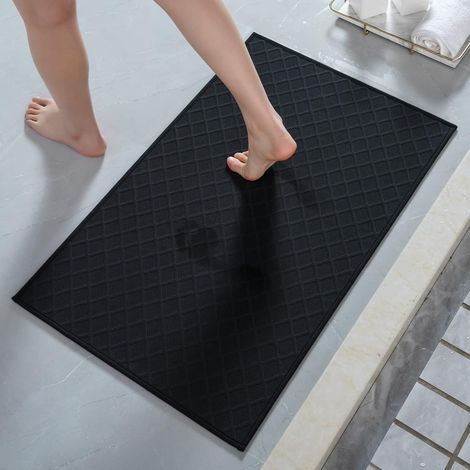 Tappetino in terra diatomacea nera, 4060 cm, 1 pezzo, assorbente e antiscivolo per l'ingresso del bagno/WC. (1/5)