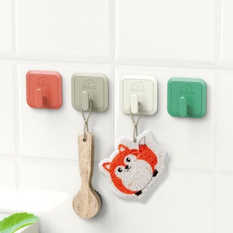 Set di 4 ganci autoadesivi antiruggine per cucina, bagno, ufficio, toilette, 5, 2, 5, 2, 22 cm (1/4)