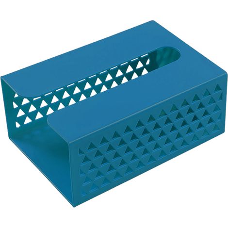 Housse de boîte à mouchoirs adhésive murale, distributeur de serviettes en plastique creux, pour salon, cuisine et salle de bain, bleu foncé (1/5)
