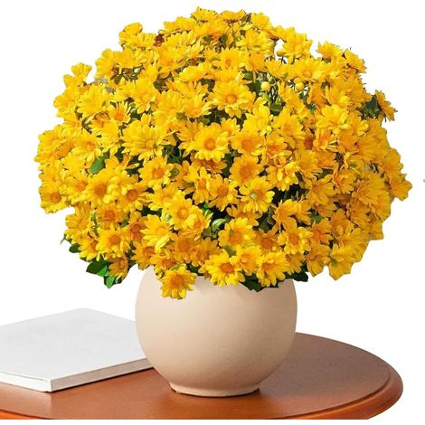 Chrysanthèmes Artificiels d'Extérieur Décoratif Réaliste Imperméable Fleurs Artificielles Anti-UV pour Extérieur Pour Intérieur, Jardin, (1/5)