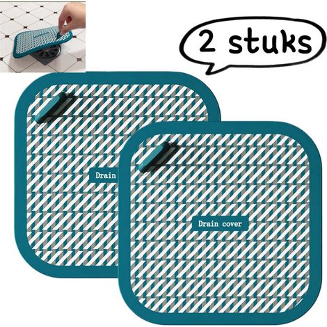 Bonde de sol en 2 parties - couvercle anti-odeurs, tapis de siphon épais pour salle de bain et cuisine - dispositif anti-odeurs, caoutchouc PVC souple - vert (1/5)