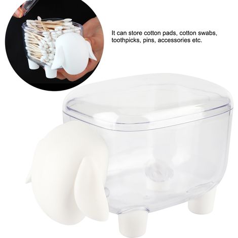 Mini boîte de rangement pour cotons-tiges, porte-cure-dents, organisateur en forme de mouton (blanc) (1/5)