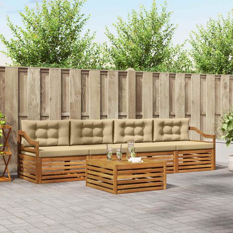 vidaXL Outdoor-Sofagarnitur mit Kissen 5 pcs Natur und Beige (1/5)