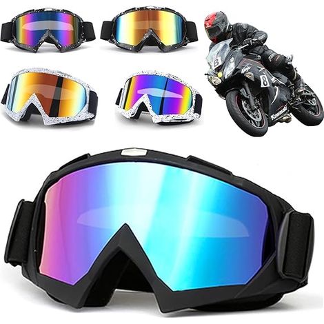 Lunette de moto pour porteurs de lunettes et motocross(634KTM Monture noire + Verres multicolores) (1/4)