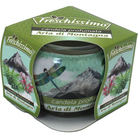 TrAdE Shop Traesio - Set 2pz Candela Profumata All'aria Di Montagna Vasetto Vetro Decorato Ambienti 85gr 473823 -