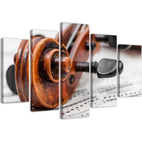 Stampa su tela 5 parti, Violino e note - 200x100 (1/4)