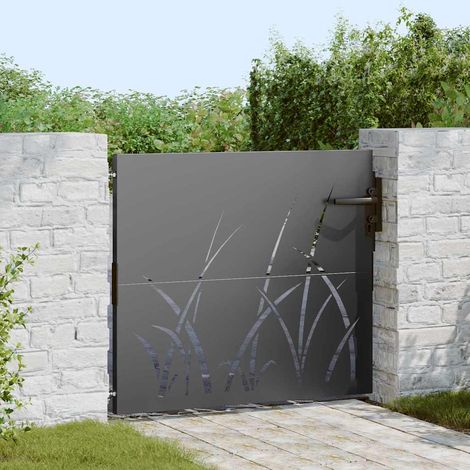 Gartentor Schwarz 85 x 100 cm Pulverbeschichteter Stahl