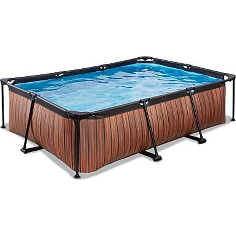 EXIT Wood pool 7ft x 5ft x 25.6in with filter pump - brown (1/4)
