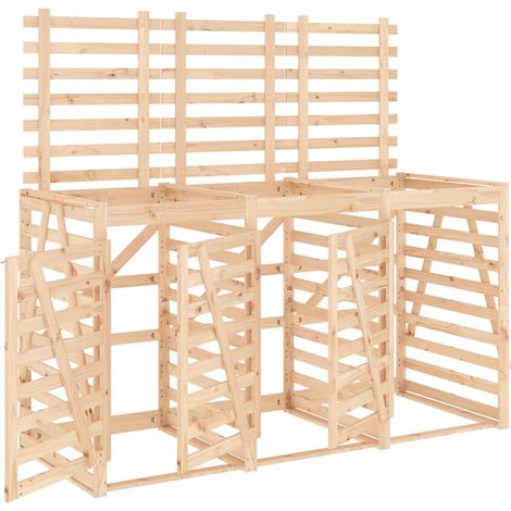 Maison Exclusive - Mülltonnenbox für 3 Tonnen Massivholz Kiefer