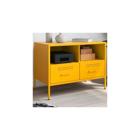 Meuble TV jaune moutarde 68x39x50,5 acier laminé à froid (1/5)