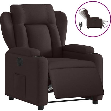 Maison Exclusive - Sillón reclinable eléctrico tela marrón oscuro