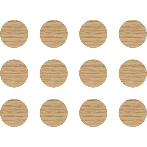 12x Cache vis adhésif autocollant diamètre 40mm protection bouchon trou obturateur meuble table chaise maison, Chêne pierre (1/4)