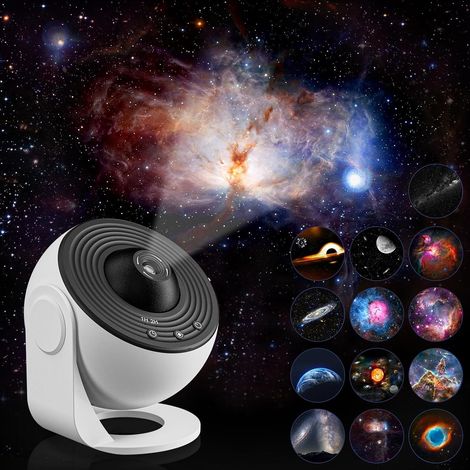 Projecteur de ciel étoilé amélioré, lampe de planétarium, ciel étoilé pour chambre, enfants, adultes avec 13 disques de planètes, nébuleuse/lune/galaxie, veilleuse étoilée [Classe énergétique E] (1/4)