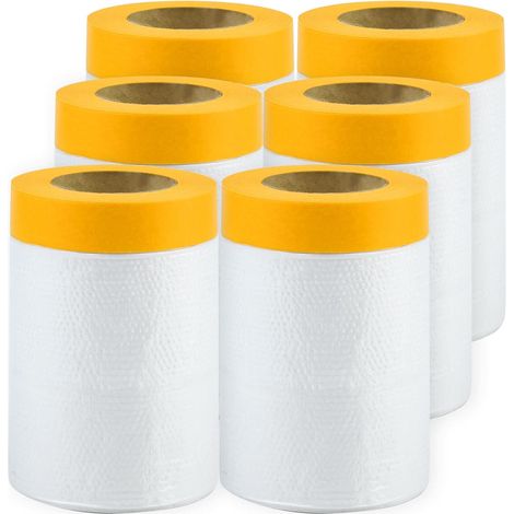 6 Rouleaux Masker Avec Ruban De Masquage, Film De Masquage, Ruban Adhésif De Masquage Avec, Bache De Protection Peintur(55 Cm 20 M) (1/5)