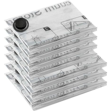 Lot de 6 sacs de rangement sous vide, 100 x 70 cm, adaptés pour couettes, sacs de rangement sous vide, réutilisables, parfaits pour les voyages et l'utilisation quotidienne, plat (1/5)