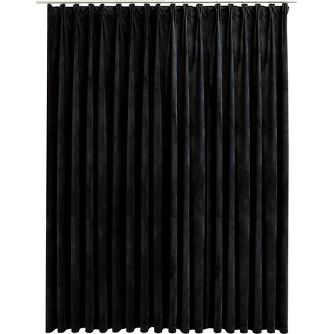 INLIFE Rideau occultant avec crochets Velours Noir 290x245 cm (1/5)