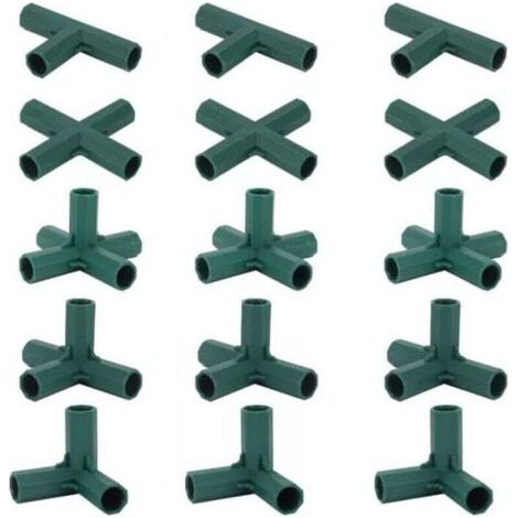 Lot de 15 Connecteurs De Cadre De Serre, Connecteurs d'angle pour Cadre De Jardin Tige d'hélice de 16 mm 5 Types de Support Stable Robuste pour Serre (1/4)