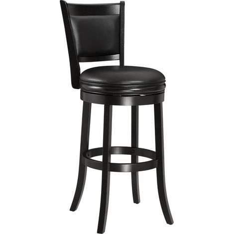 Tabouret de Bar pivotant rembourré, Tabouret de Bar avec Dossier et Repose-Pieds, Tabouret de Bar en Bois pour îlot de Cuisine et Salle à Manger, Noir (1/5)