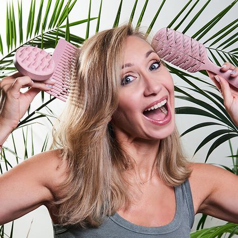 Conjunto de accesorios para el cabello: masajeador, cepillo, peine y bolso yeye Green (1/5)
