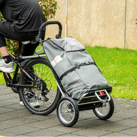 Remorque vélo 2 en 1 53x43x110 cm en aluminium gris, pliable, pour petits espaces – MEUBLIV (1/5)