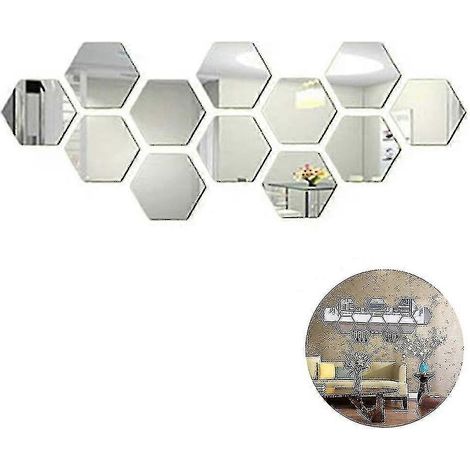 12pcs Mirror Wall Stickers Hexagon Art Home Decorative Hexagon Acrylic Mirror Wall (1/5)