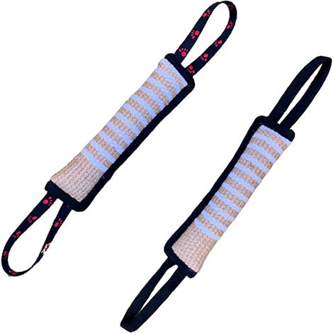 Lot de 2 saucisses mâcher jute pour chien, jouet entraînement avec poignées robustes (1/4)