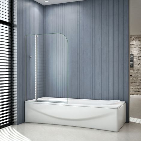 Mampara de Bañera Abatible Giratorio 4mm Perfil Gris Mate 110x140cm - 1 Hoja Fija + Abatible