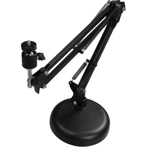 Support pour webcam avec bras articulé pour fixation sur bureau : base ronde, compatibilité universelle (1/5)