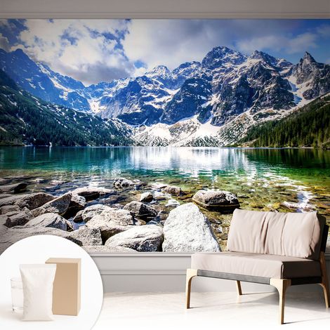 Papier peint décoratif avec colle pour salon, chambre à coucher et bureau – Design moderne et facile à poser Paysage de montagne 312x219 cm (1/5)