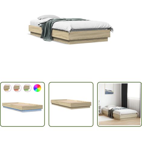 LED-Leuchten - Bettgestell LED Sonoma-Eiche 100x200 cm (1/5)