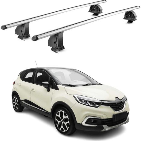 OMAC Barres de toit transversales en aluminium pour Renault Captur I 2013-2019 – TÜV / DIN 75302:2019 – Antivol inclus – Charge max 75 kg – 2 barres – Gris