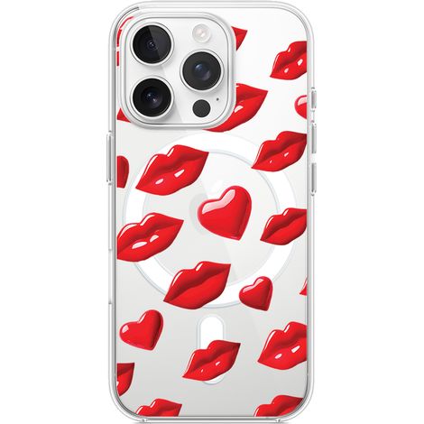 Coque pour iPhone 15 Pro Max avec MagSafe, transparente, en silicone souple, bords rouges (1/5)