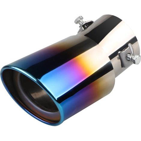 Extrémités Tuyau D'échappement De Voiture, Acier Inoxydable Queue de Gorge Silencieux Décoration de Voiture, Tuyau De Queue De Silencieux Voiture, Accessoires Extérieurs(Bleu-Courbé) (1/5)