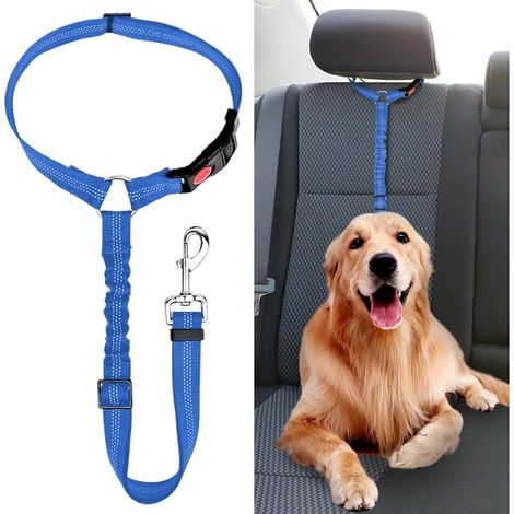 Ceinture Chien Voiture, Universel Harnais Voiture Réglable pour Chien & Chat avec Absorption des Chocs,Harnais Voiture pour Chiens,Ceinture de Sécurité pour Chien (1/5)