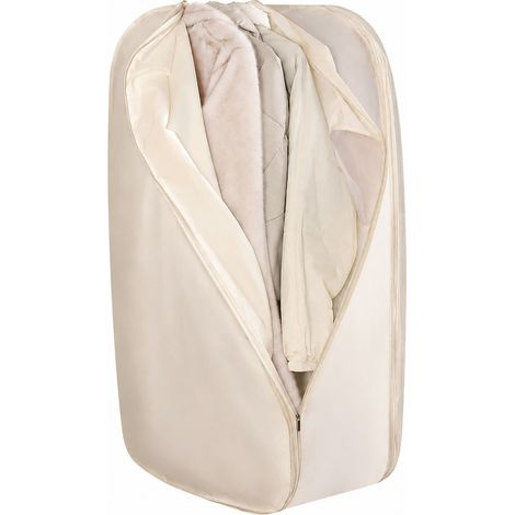 Housse à vêtements en satin pour penderie, housse suspendue pour manteaux longs, beige, très grande (1/2)