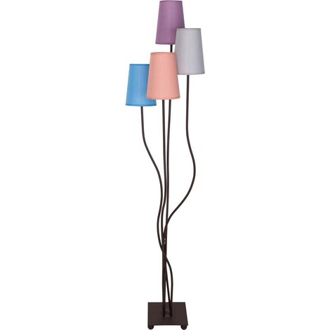 Stehleuchte Standlampe Beistellleuchte E14 4-Flammig Textil bunt schwarz Metall
