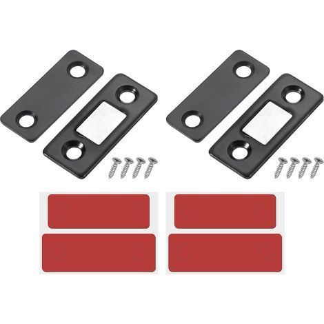 Set of 2 magnetic locks for cabinets, drawers, sliding doors for kitchen cupboards, black (1/5)