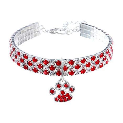 Collier pour Animal de Compagnie avec Diamants - Réglable - Pendentif en Forme de Griffe de cœur élastique - pour Chat et Chien - Petit Collier pour Animal Domestique (1/3)