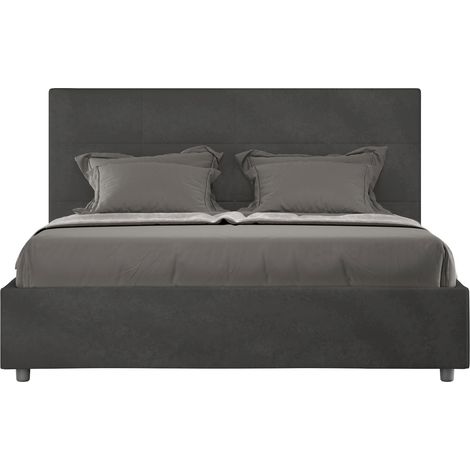 Letto Matrimoniale 160x190 cm con Rete Mika Grigio (1/4)