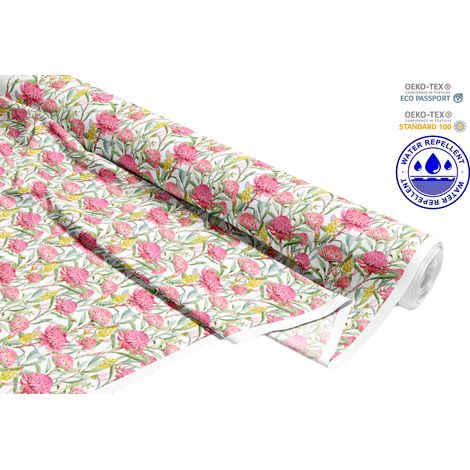 OUTDOOR DEKOSTOFFE OXFORD - Motiv rosa Pfingstrosen I DR054