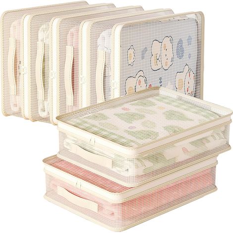 Lot de 6 sacs de rangement en maille PVC avec poignées, organiseur transparent à fermeture éclair pour vêtements, pulls, couvertures, draps de lit, 30 x 40 x 12 cm (1/5)