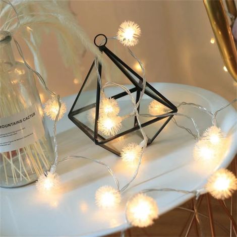 Boule Lumineuse De Décoration - Guirlande À Led Avec Boules Épineuses Et Pompoms De Neige - Pour Arbre De Noël Porte Fenêtre Jardin Intérieur Extérieur - 10 Led - Fonction Clignotante Ou Fixe - Alimen (1/5)