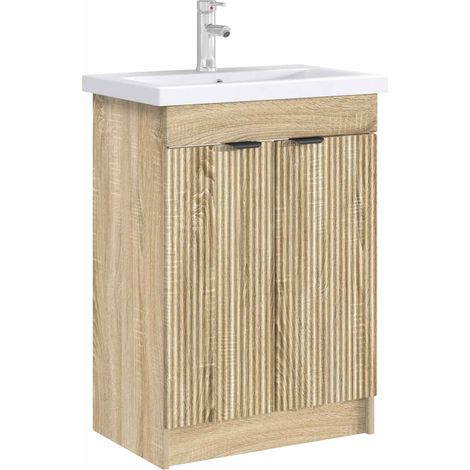 vidaXL Bathroom under Sink Cabinet Sonoma Oak 56 x 37.5 x 81 cm (1/4)