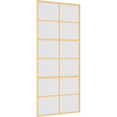 Porte coulissante,Porte intérieure,Porte d'entrée doré 90x205 cm verre ESG dépoli et aluminium CFW42700 (1/5)
