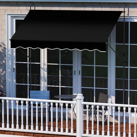 Store à Pince sans Perçage avec Manivelle Réglable en Hauteur & Résistant Aux UV 250 cm Noir (1/5)