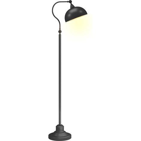 Lampadaire sur pied salon rotatif à 180°, lampe à arc avec abat-jour réglable, interrupteur à pied, 42x25,5x152cm, noir (1/5)