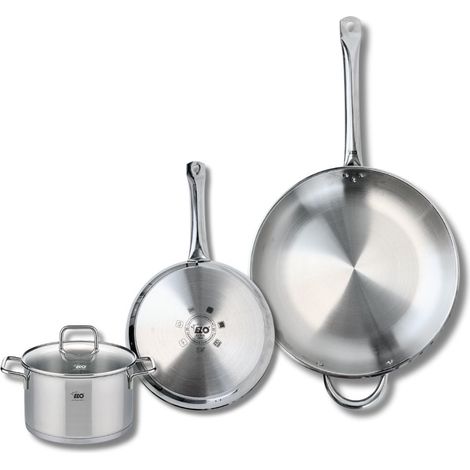 Ensemble de 2 Poêles de cuisson 24 et 32 cm et 1 faitout 16 cm Elo Profi Citrin (1/5)