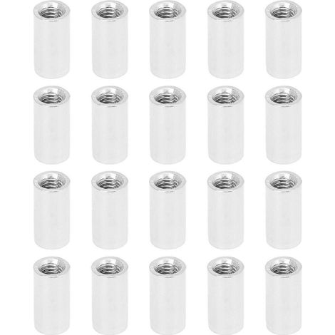 20-teiliges Set runder Kupplungsmuttern M6 x 1,0 10 L20 mm Edelstahl-Innengewinde-Verbindungsmuttern für Indo